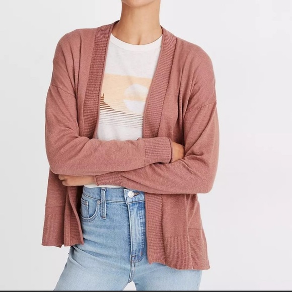 Madewell Sweaters - Madewell Cardigan Sweater Open Front Poly Cotton Coral Size L
